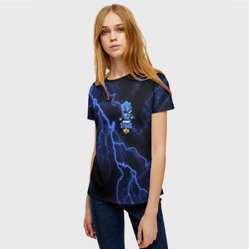 Женская футболка 3D с принтом Brawl Stars LEON, фото на моделе #1