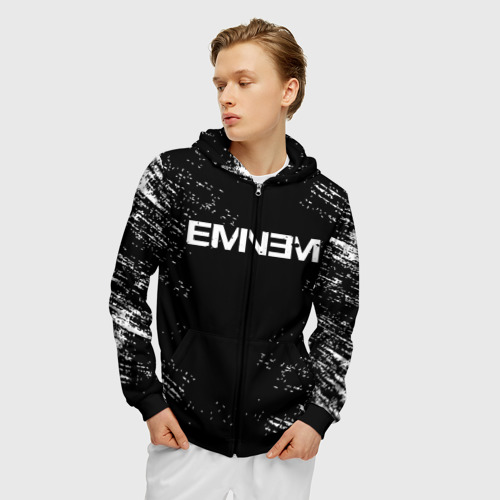 Мужская толстовка 3D на молнии Eminem, цвет черный - фото 3