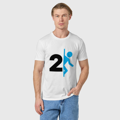 Мужская футболка хлопок Portal, цвет белый - фото 3