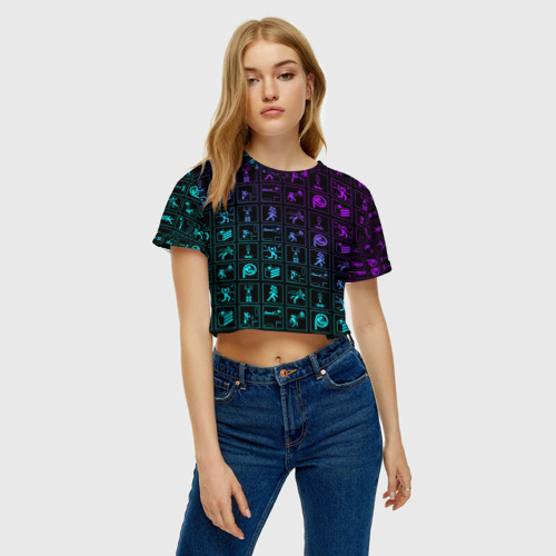 Женская футболка Crop-top 3D Portal, цвет 3D печать - фото 3