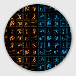 Круглый коврик для мышки Portal icons портал иконки