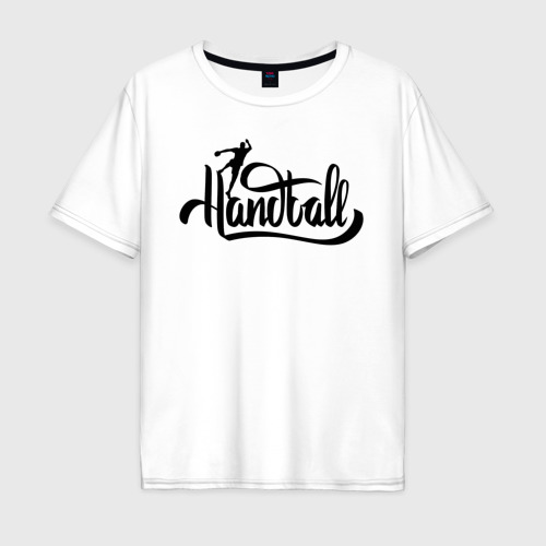 Мужская футболка хлопок Oversize Handball lettering, цвет белый