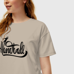 Женская футболка хлопок Oversize Handball lettering - фото 2