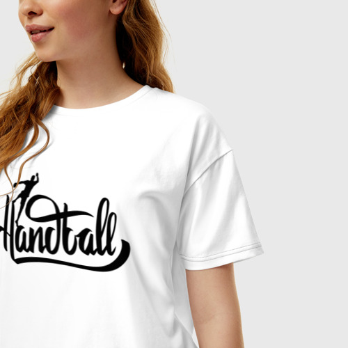 Женская футболка хлопок Oversize Handball lettering, цвет белый - фото 3