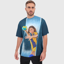 Мужская футболка oversize 3D Гандболистка - фото 2