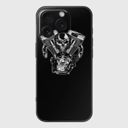 Чехол для iPhone 16 Pro Max силиконовый с защитой камеры Движковый череп