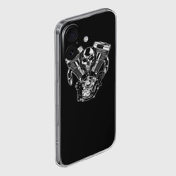 Чехол для iPhone 16 силиконовый с защитой камеры Движковый череп - фото 2