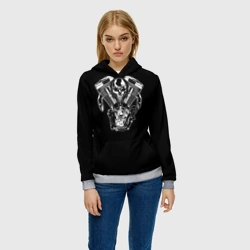 Женская толстовка 3D Движковый череп - фото 2