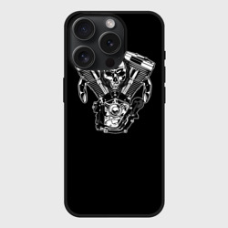 Чехол силиконовый для Apple iPhone 15 Pro матовый Движковый череп