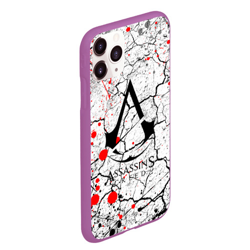 Чехол для iPhone 11 Pro Max матовый Ассасин крид с красными каплями, цвет фиолетовый - фото 3