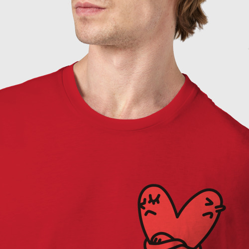 Мужская футболка хлопок сердечко, цвет красный - фото 6