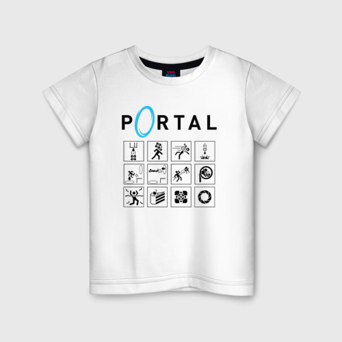 Детская футболка хлопок с принтом Portal, вид спереди #2