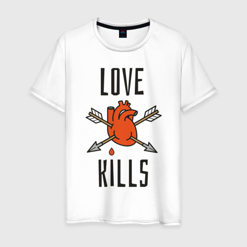 Мужская футболка хлопок LOVE KILLS, цвет белый