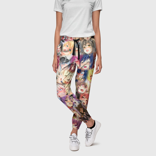 Женские брюки 3D с принтом MANY FACES OF AHEGAO! color, фото на моделе #1