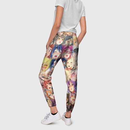 Женские брюки 3D с принтом MANY FACES OF AHEGAO! color, вид сзади #2