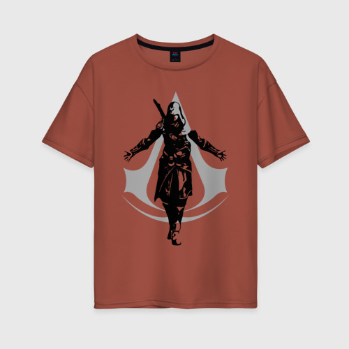 Женская футболка хлопок Oversize Assassin`S Creed ассасин С Крид, цвет кирпичный