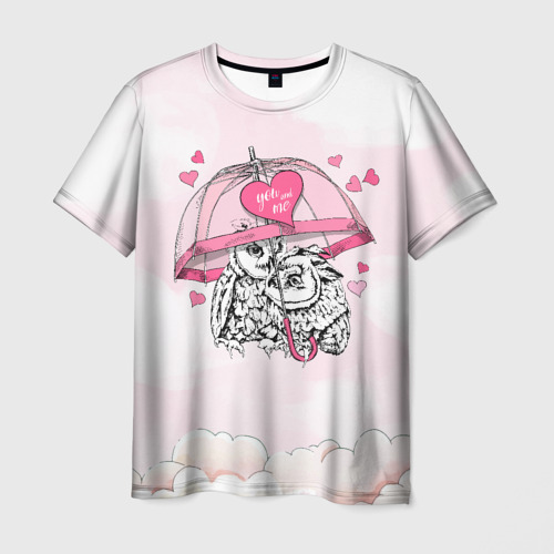 Мужская футболка 3D Влюбленные совушки, цвет 3D печать