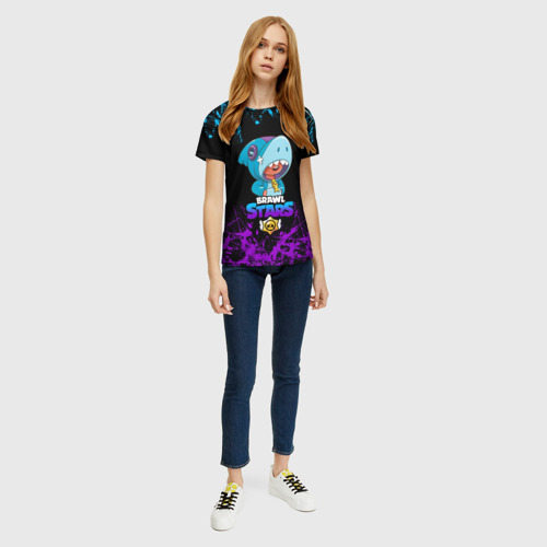 Женская футболка 3D BRAWL STARS LEON SHARK., цвет 3D печать - фото 5