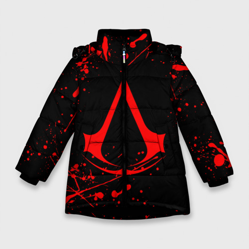 Зимняя куртка для девочек 3D Assassin`s Creed, цвет черный