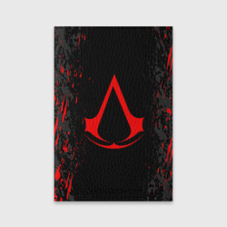 Обложка для паспорта матовая кожа Assassin`s Creed red logo