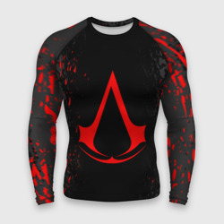 Мужской рашгард 3D Assassin`s Creed red logo