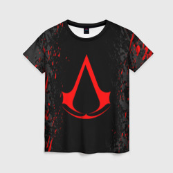 Женская футболка 3D Assassin`s Creed red logo