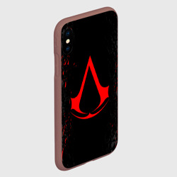 Чехол для iPhone XS Max матовый Assassin`s Creed red logo - фото 2