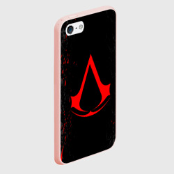 Чехол для iPhone 5/5S матовый Assassin`s Creed red logo - фото 2