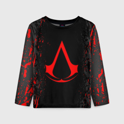 Детский лонгслив 3D Assassin`s Creed red logo