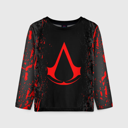 Детский лонгслив 3D Assassin`s Creed red logo, цвет 3D печать