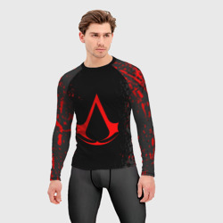 Мужской рашгард 3D Assassin`s Creed red logo - фото 2