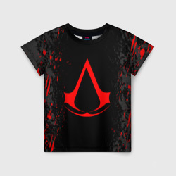 Детская футболка 3D Assassin`s Creed red logo