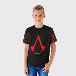 Детская футболка 3D Assassin`s Creed red logo - фото 2