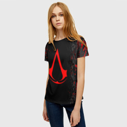 Женская футболка 3D Assassin`s Creed red logo - фото 2