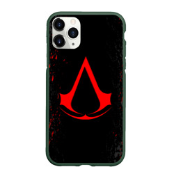 Чехол для iPhone 11 Pro матовый Assassin`s Creed red logo