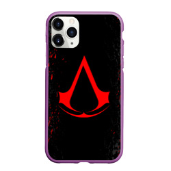 Чехол для iPhone 11 Pro Max матовый Assassin`s Creed red logo