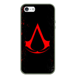 Чехол для iPhone 5/5S матовый Assassin`s Creed red logo