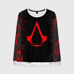 Мужской свитшот 3D Assassin`s Creed red logo