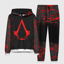 Мужской костюм с толстовкой 3D Assassin`s Creed red logo