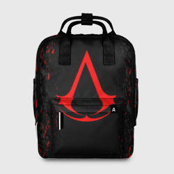 Женский рюкзак 3D Assassin`s Creed red logo