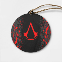 Деревянная игрушка круг Assassin`s Creed red logo