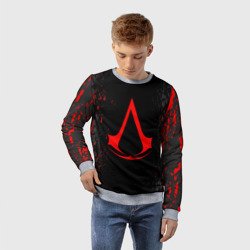 Детский свитшот 3D Assassin`s Creed red logo - фото 2