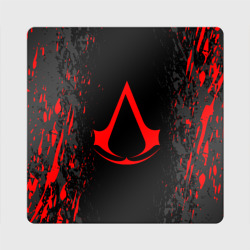 Магнит виниловый Квадрат Assassin`s Creed red logo