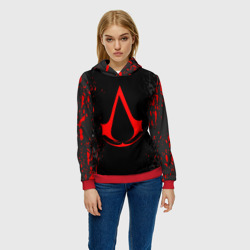 Женская толстовка 3D Assassin`s Creed red logo - фото 2