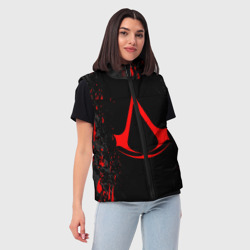 Женский жилет утепленный 3D Assassin`s Creed red logo - фото 2
