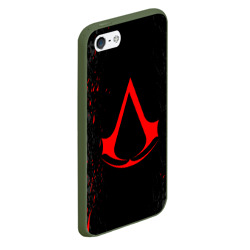 Чехол для iPhone 5/5S матовый Assassin`s Creed red logo - фото 2