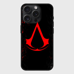 Чехол силиконовый для Apple iPhone 15 Pro матовый Assassin`s Creed red logo