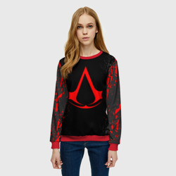 Женский свитшот 3D Assassin`s Creed red logo - фото 2