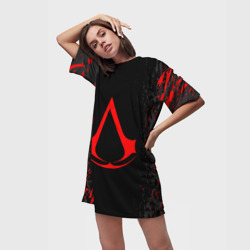 Платье-футболка 3D Assassin`s Creed red logo - фото 2