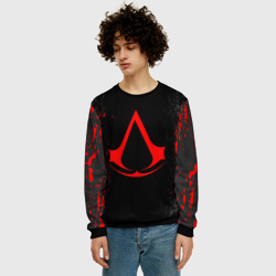 Мужской свитшот 3D Assassin`s Creed red logo - фото 2